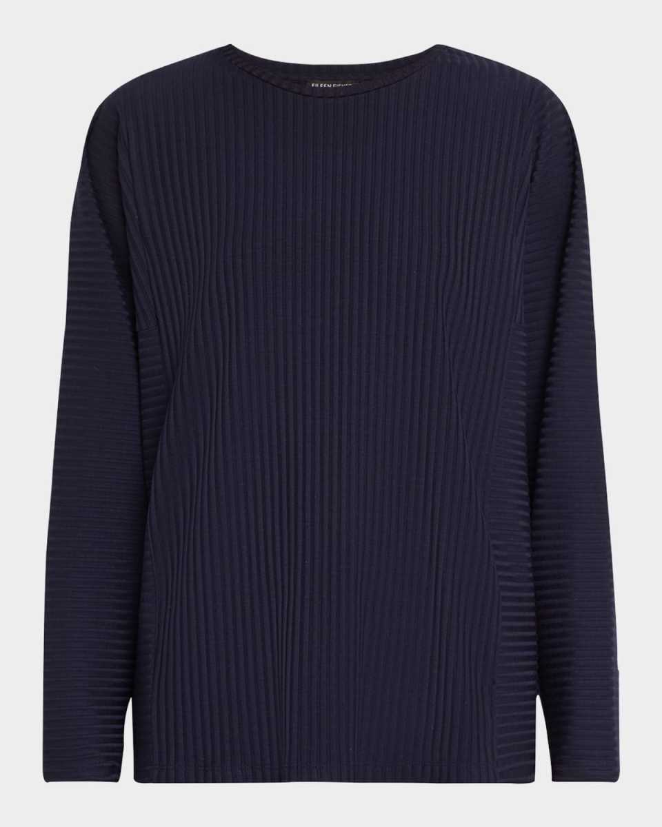 Crewneck Textured Stretch Rib Tunic